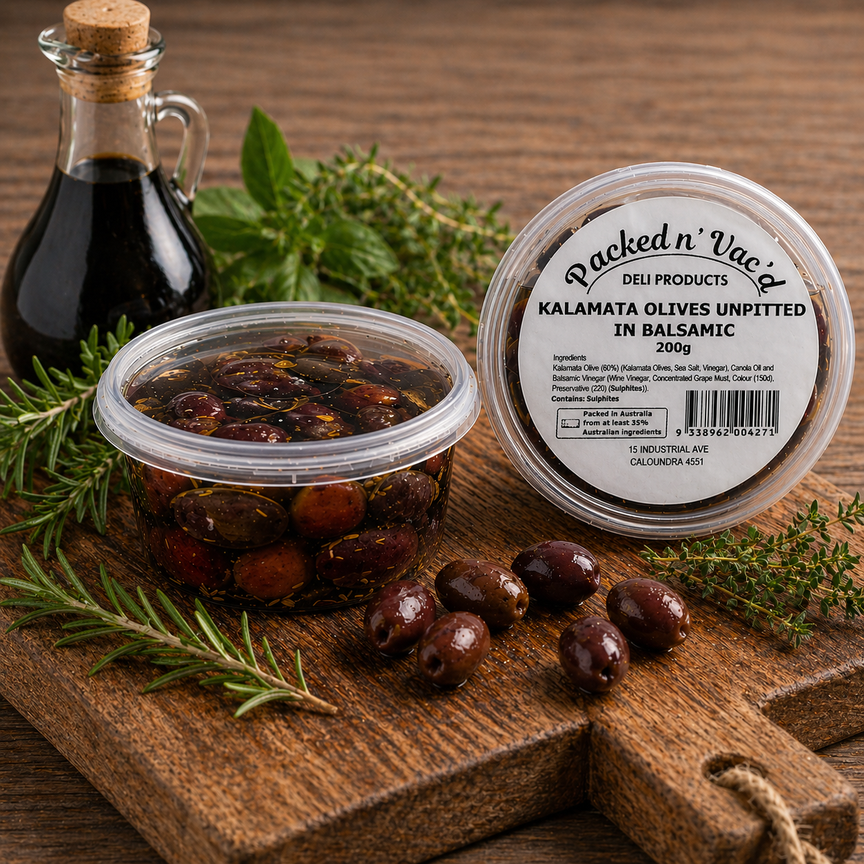 Kalamata Olives Unpitted in Balsamic
